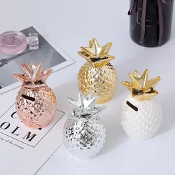 Ceramic Pineapple Piggy Bank Money Saving Box Creative Gold Pineapple Ananas Decoration Nordic Home Desktop Craft Ornament