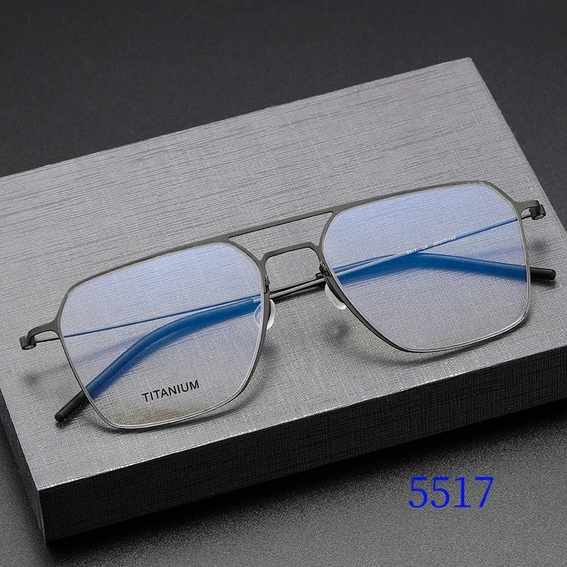 

Reading Glasses Frame for Men 5517 Denmark Titanium No Screw Men Glasses Frames Optical Ultra-light Business Computer Reading