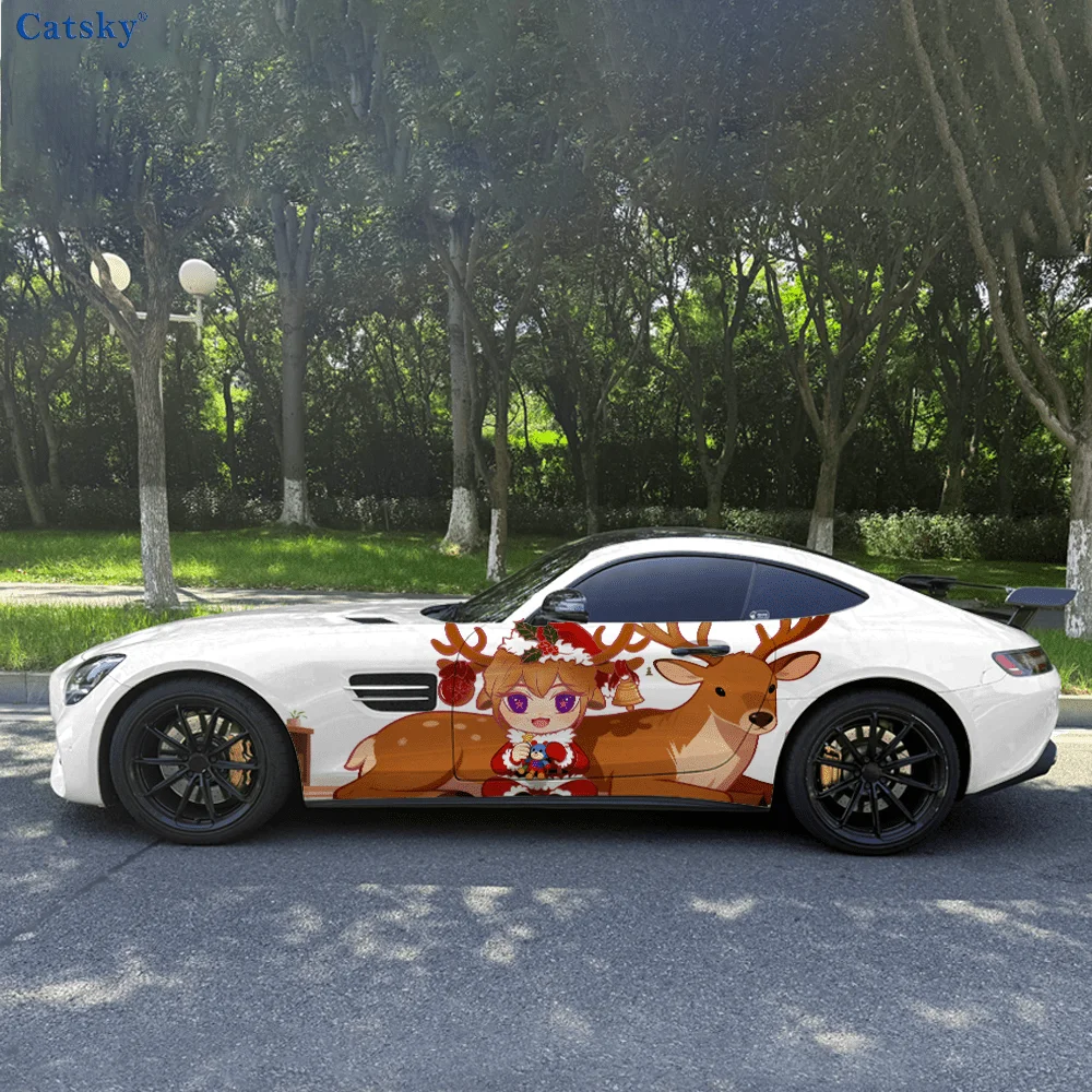 

Рождественская виниловая наклейка с изображением лося для девочек, милая автомобильная виниловая наклейка, самоклеящаяся наклейка из ПВХ, подходит для грузовиков, внедорожников, украшения, автоаксессуары, подарок