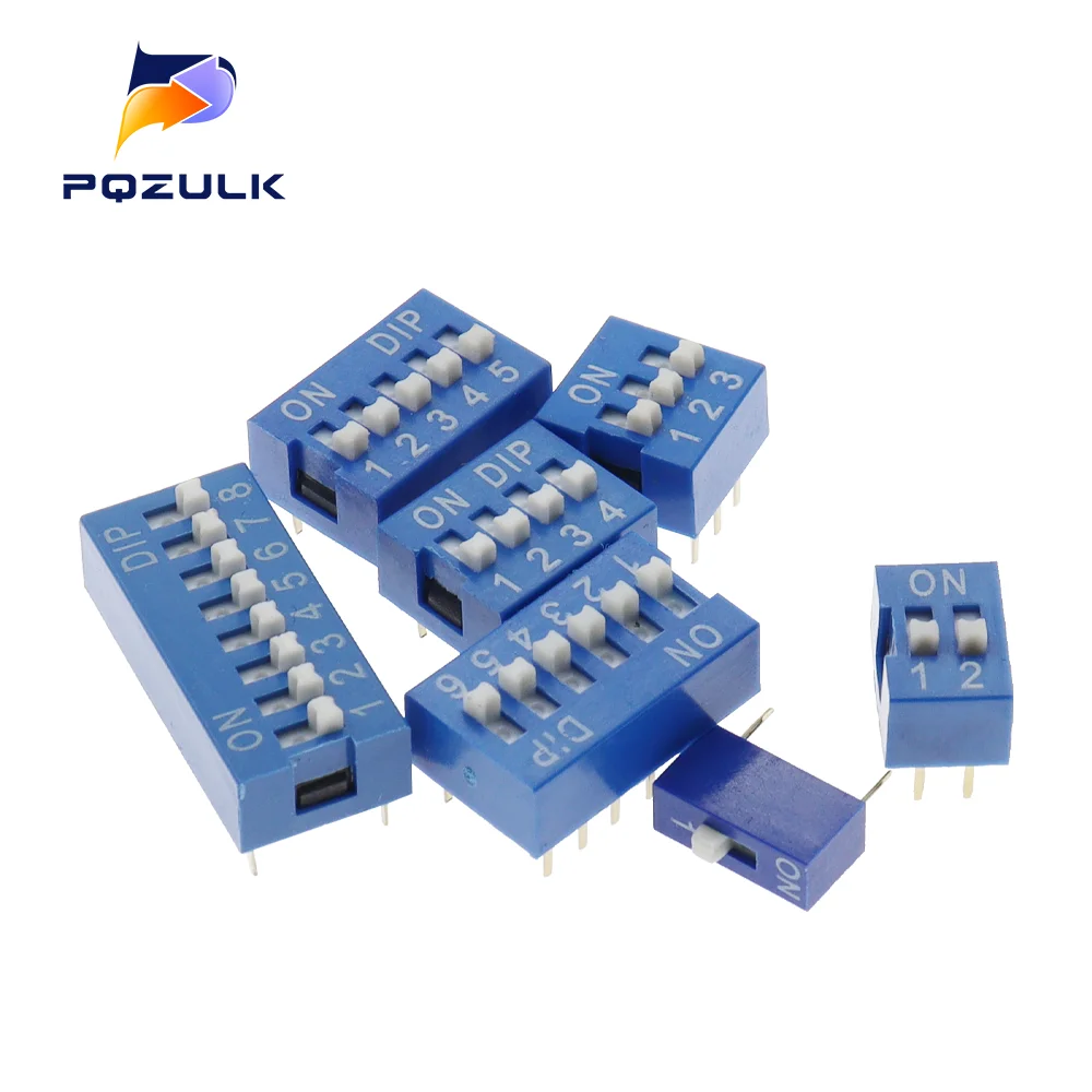 Dip Switch Kit In Box 1 2 3 4 5 6 8 Way 2.54mm Toggle Switch Red Snap Switches Mixed Kit Each 5PCS Combination Set