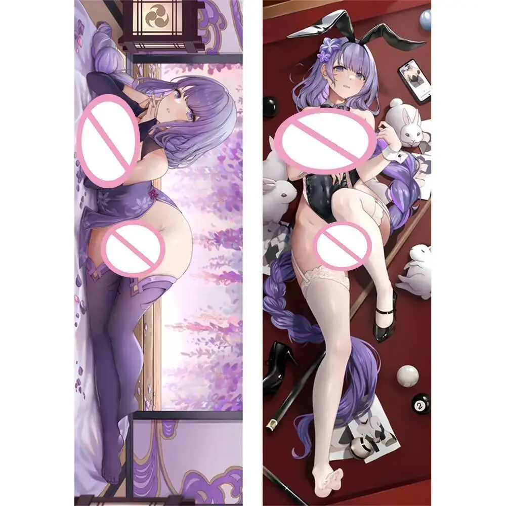 

Dakimakura Anime Genshin Impact Keqing Large Breasts Barefoot Double-Sided Print Life-Size Body Pillows Cover Adult