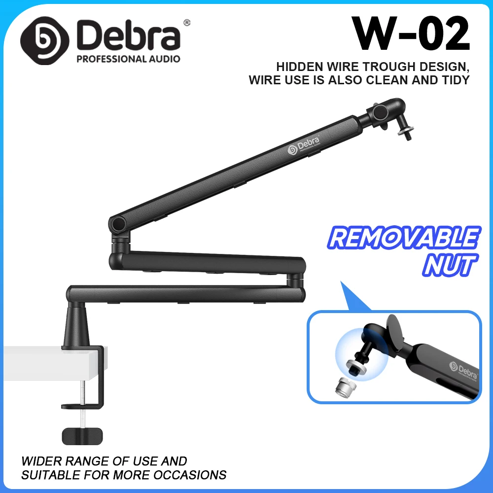 

Debra W-02 Professional Adjustable Microphone Cantilever Stand for Desktop PC Mobile Live Recording Cantilever Heavy Duty Stand