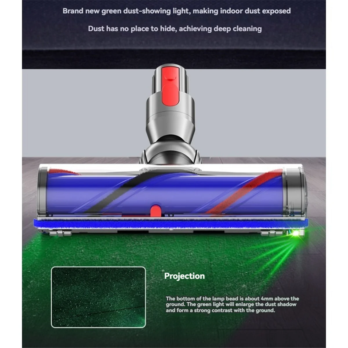 Acessórios de vácuo da ferramenta do assoalho da turbina da cabeça com detecção de poeira para peças de limpadores sem fio do ciclone de dyson v11 com filtros