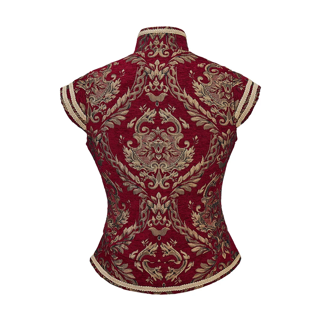 Men Historical Tudor Renaissance Elizabethan Vest Costume Medieval Pirate Colonial Brocade Jerkin Vest Costume