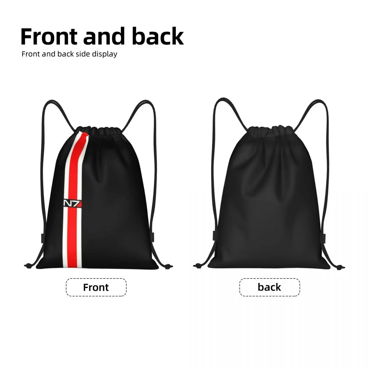 Mass Effect N7 Drawstring Bag Homens Mulheres Dobrável Sports Gym Sackpack Systems Alliance Militar Video Game Training Mochilas