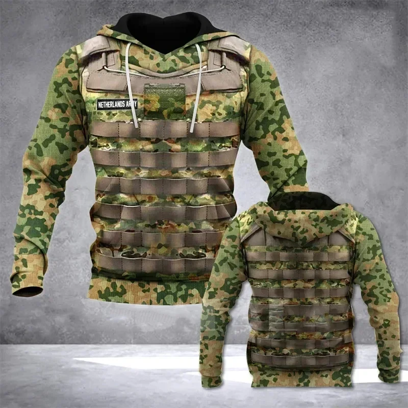 Men Hoodie 3d Army Camouflage Print Pullover Winter Autumn Winter Soldier Uniform Oversized Hooded Sweatshirt Unisex Sportswear