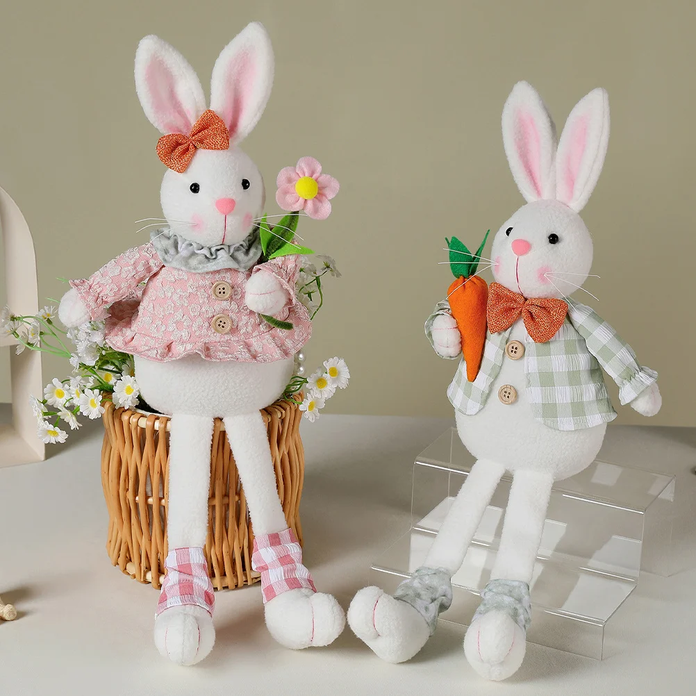 

Easter Bunny Stuffed Animal Soft Material Lifelike Appearance Table Sofa Bookcase Ornament Easter Bunny Decor