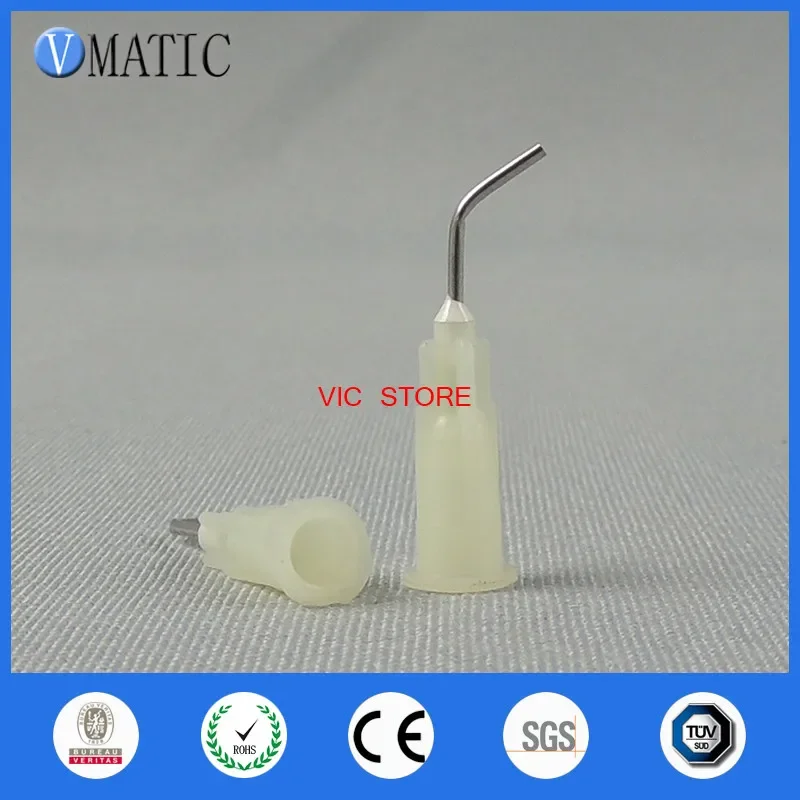 

High Quality 100 Pieces 19G 45 Bent Degree 0.5'' Glue Dispensing Needle Bayonet Type Dispenser Needles 1/2 Inch