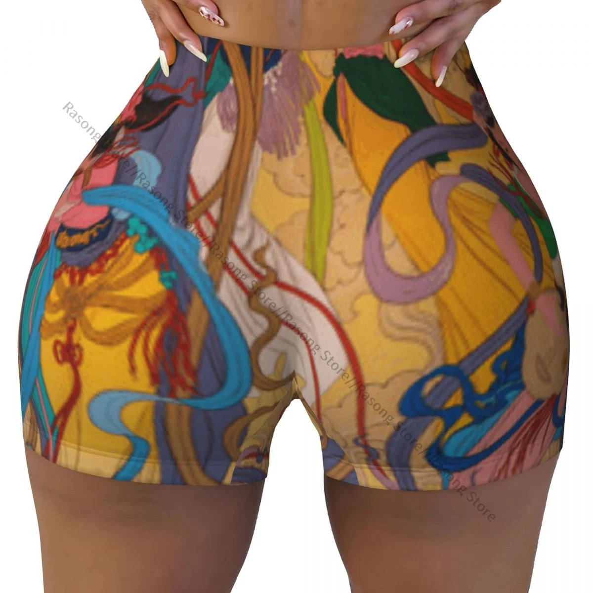 Pantaloncini da yoga da donna Temple Art Scrunch Booty Butt Lifting Comfort Fitness Gym