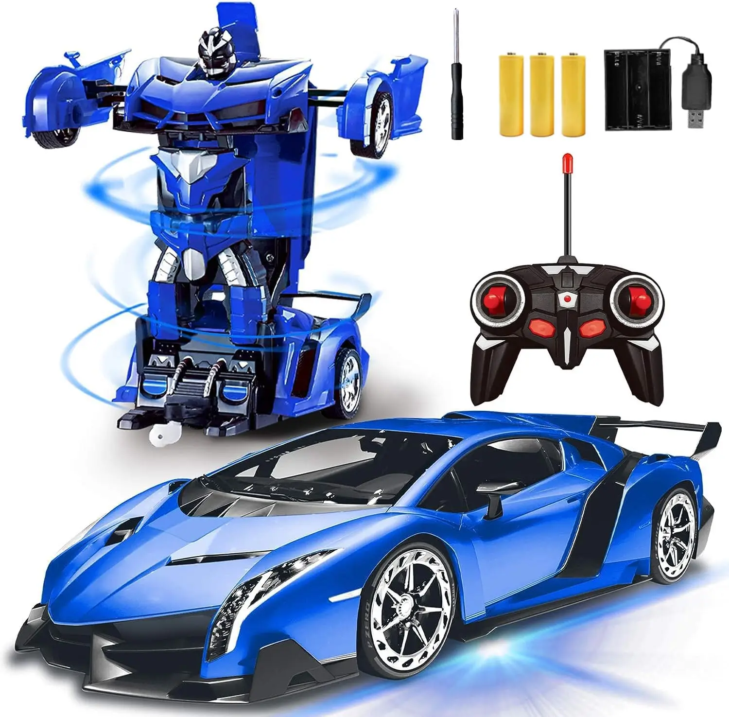 

Remote Control Car - Transform Robot Toys for Boys Teens, Rechargeable RC Car with Lights, 2.4Ghz RC Car 1:18 Rechargeable