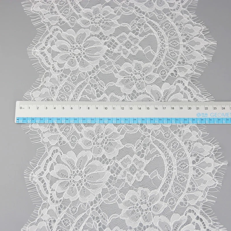 (3 Meters/lot) 22cm White Eyelash Lace Fabric Decoration Love Wedding Dress Accessories Handmade DIY Laces