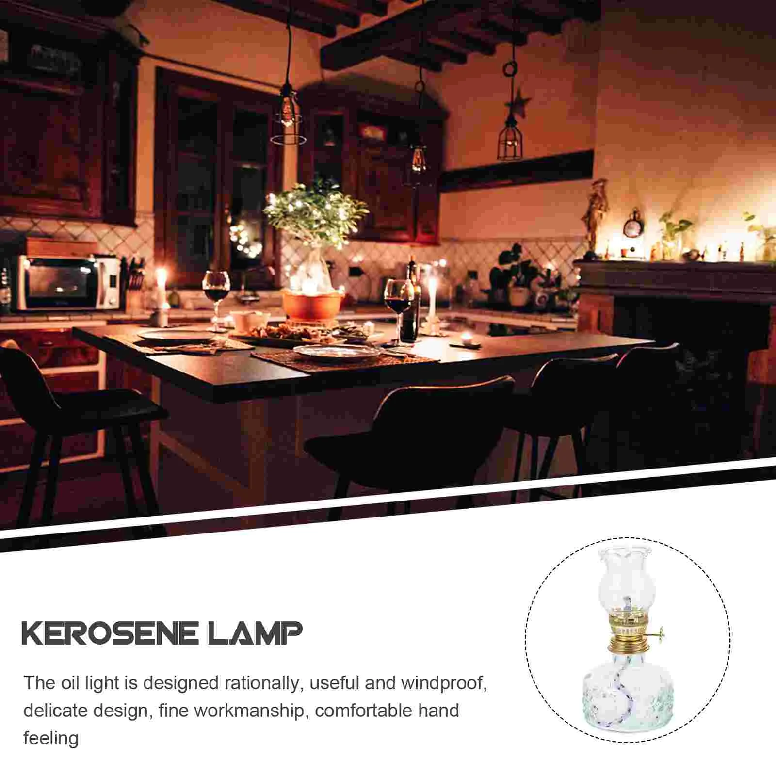 Glass Kerosene Lamp Oil Lamps for Indoor Use Lanterns Outdoors Emergency Gas Vintage