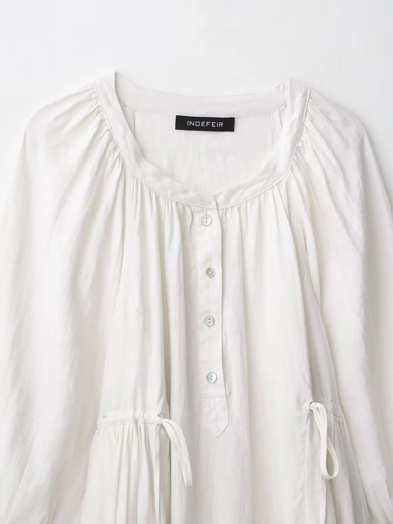 숙녀 새로운 패션 레이스 업 장식 느슨한 면화 및 린넨 기모노 셔츠 드레스 복고풍 긴 소매 가운 드레스