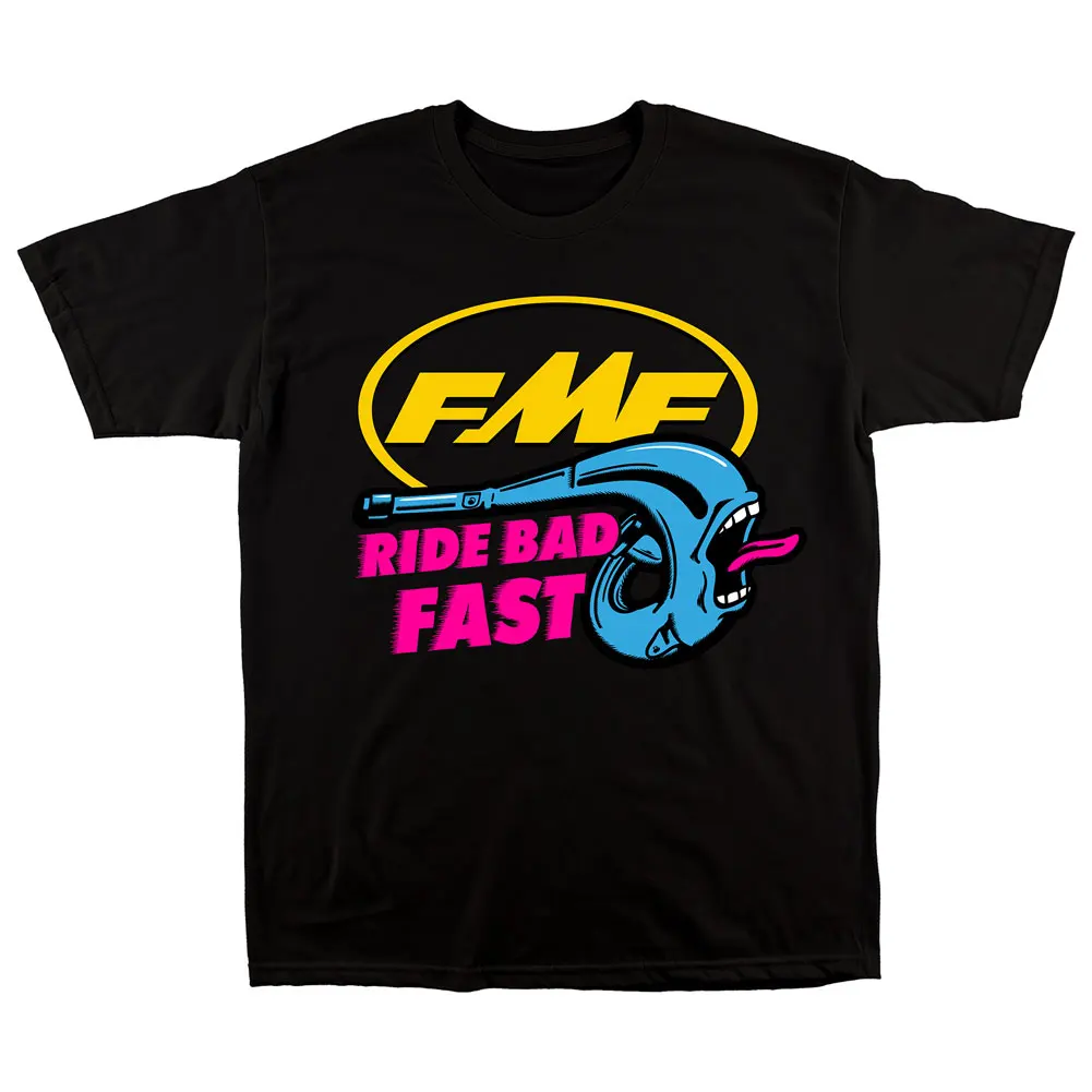 Fmf Ride Bad Fast Racing Vintage Street Print Camiseta à Manches Courtes En Coton Pour Hommes