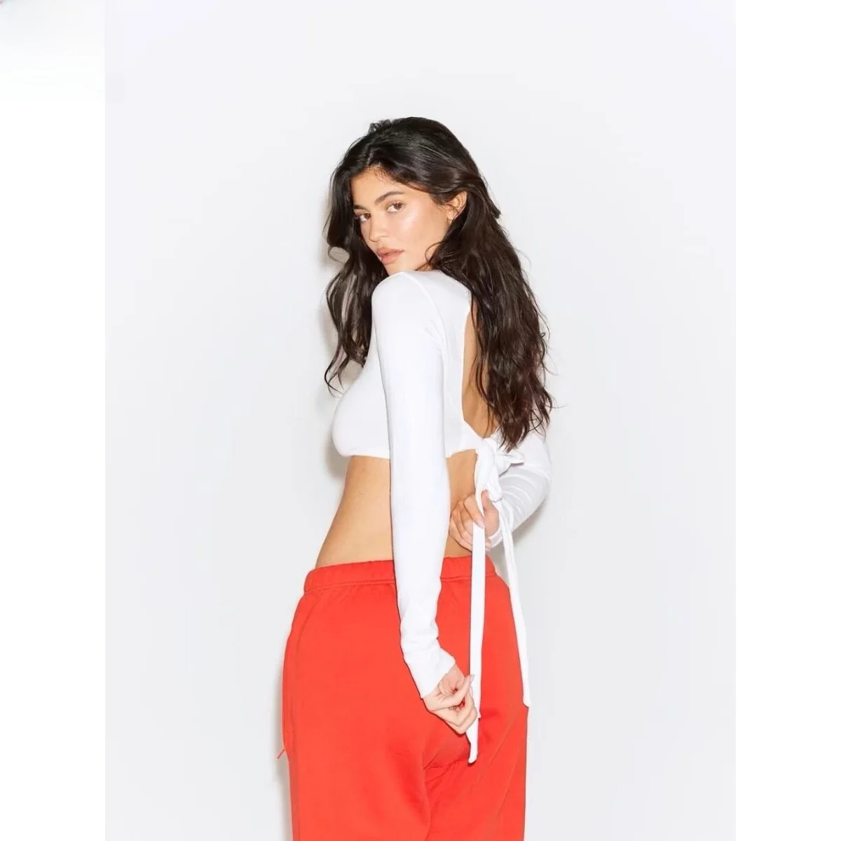 

Футболка KHY Knot Long Sleeve Slim Fit Base T-shirt Ultra Short Spicy Girl Summer Round Neck Cotton Tee