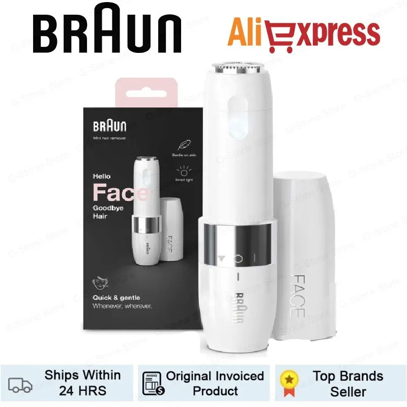 Braun Face Mini Hair Remover FS1000 Electric Facial Hair Removal for Women Quick Easy Facial Hair Removal Finishing Smartlight