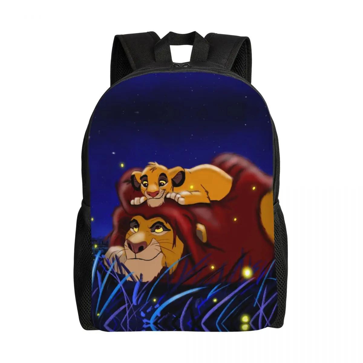 

Custom The Lion King Simba And Mufasa Laptop Backpack Bookbag College Students Neon Colors Hakuna Matata Cartoon Movie Bags