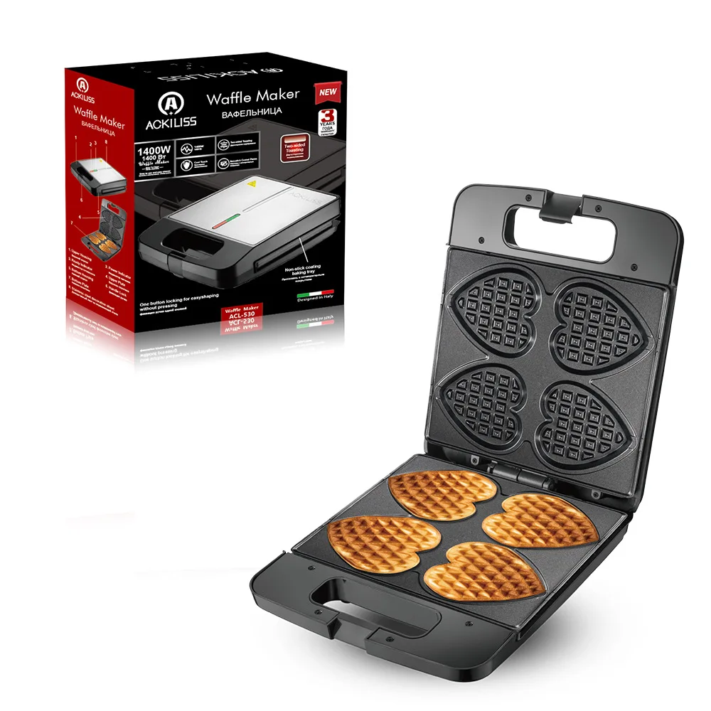Double-Sided Heating Breakfast Maker Household Multifunctional Waffle Sandwich & Bread Toaster