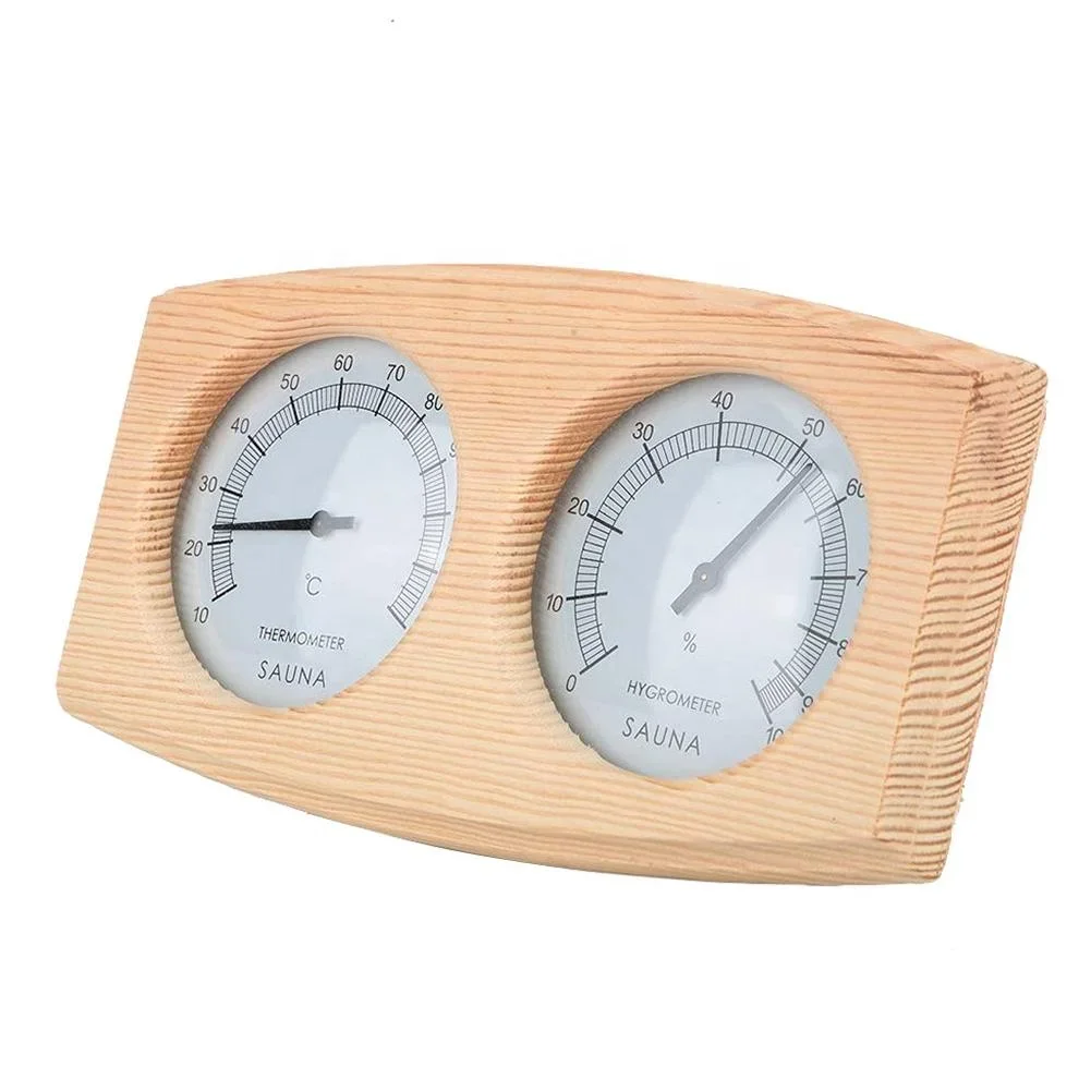 Sauna Thermohygrometer Wooden Mechanical Thermohygrometer Sauna Room Accessories Sauna Thermometer