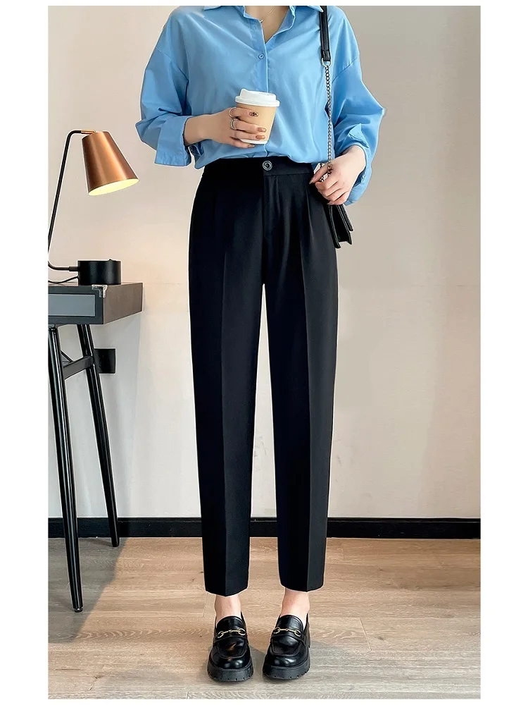 Women Suits Pants Spring Casual Formal High Waist Women Pants Y2K Korean Fashion Office Ladies Elegant Black Pencil Trousers