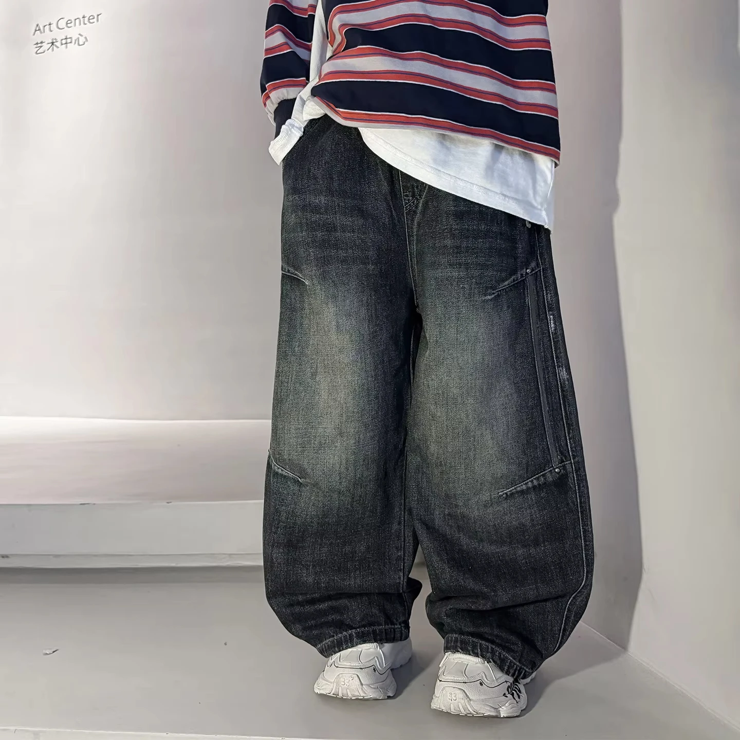 Boys Fashion Hip Hop Baggy Denim Pants Children Stylish Streetwear Straight Jeans Kids Autumn Luxury Distressed Jeans Trousers