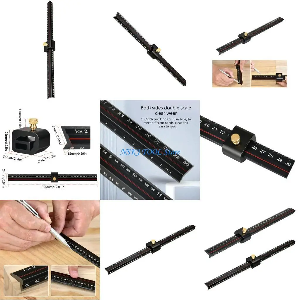 L8RC L Square Rule with Adjustable Limit Measuring Tool for Engineering