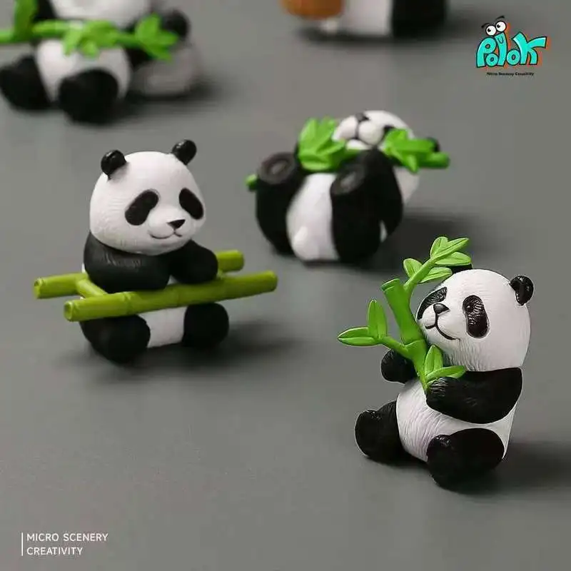 Cute Panda Pvc Figurine Mini Cartoon Animal Figure Car Dashboard Ornament Cake Topper Micro Landscape Dollhouse Toy Souvenir