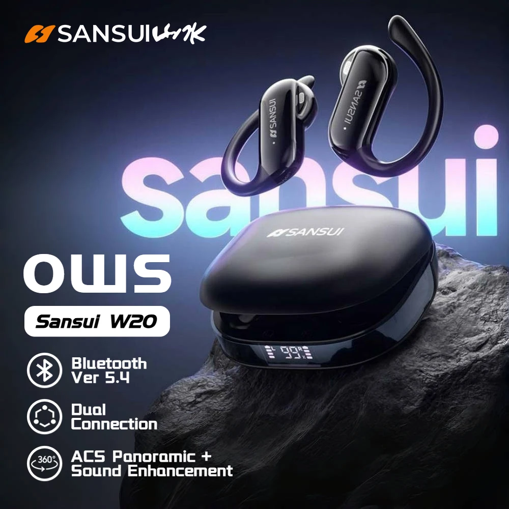 

Sansui W20 360° Stereo Sound Bluetooth 5.4 Earphones ENC Noise Canceling Bluetooth Headphone Secure Fit Sports Wireless Headsets