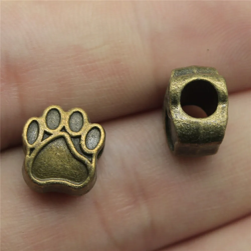 WYSIWYG 3pcs 11x11x7mm Dog Paw European Big Hole Beads Paw Beads Charms Paw Charms Beads For Jewelry Making