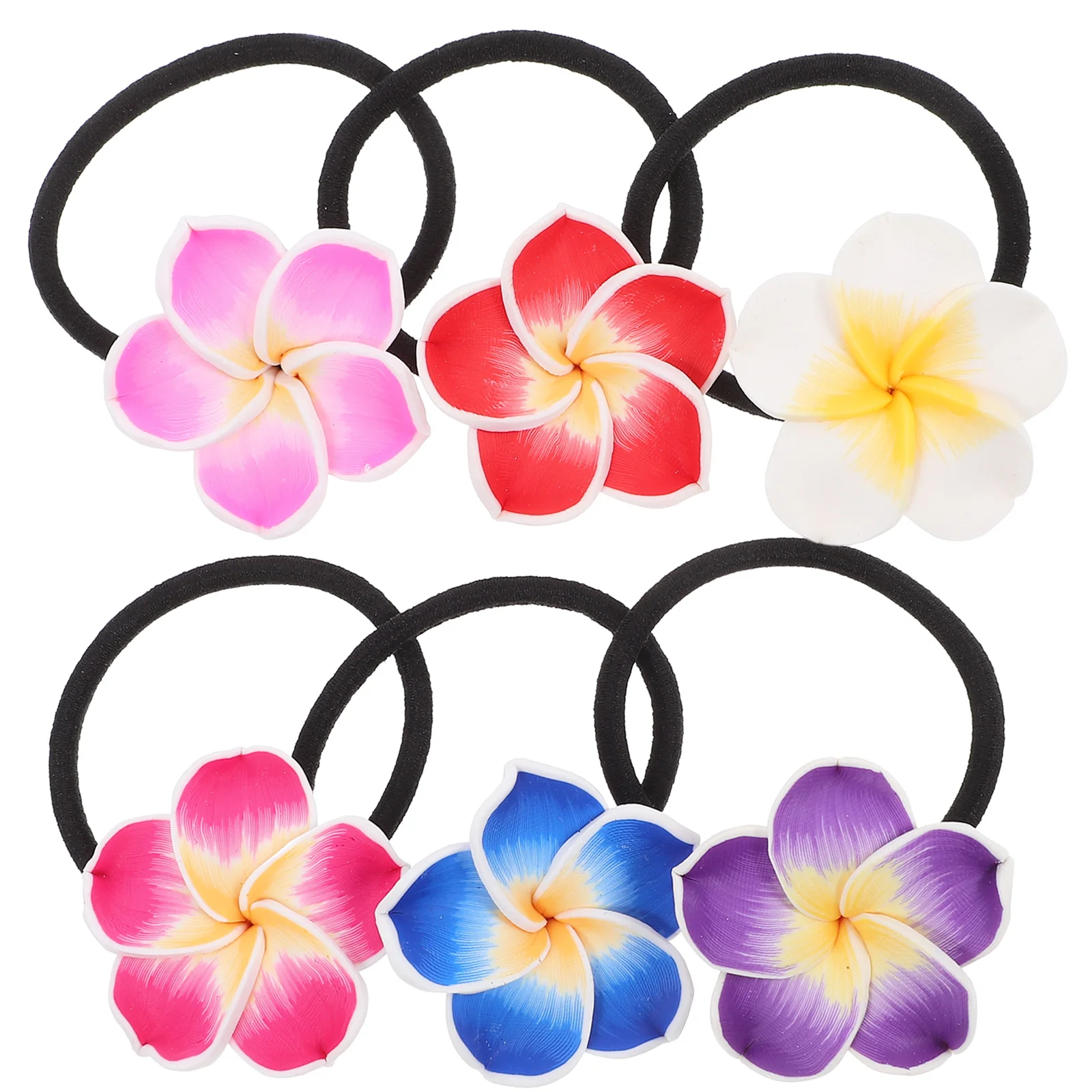 12 PCS Holder Bridesmaid Clear Elastic Hair Ties Spiral Plumeria Hairband for Girl