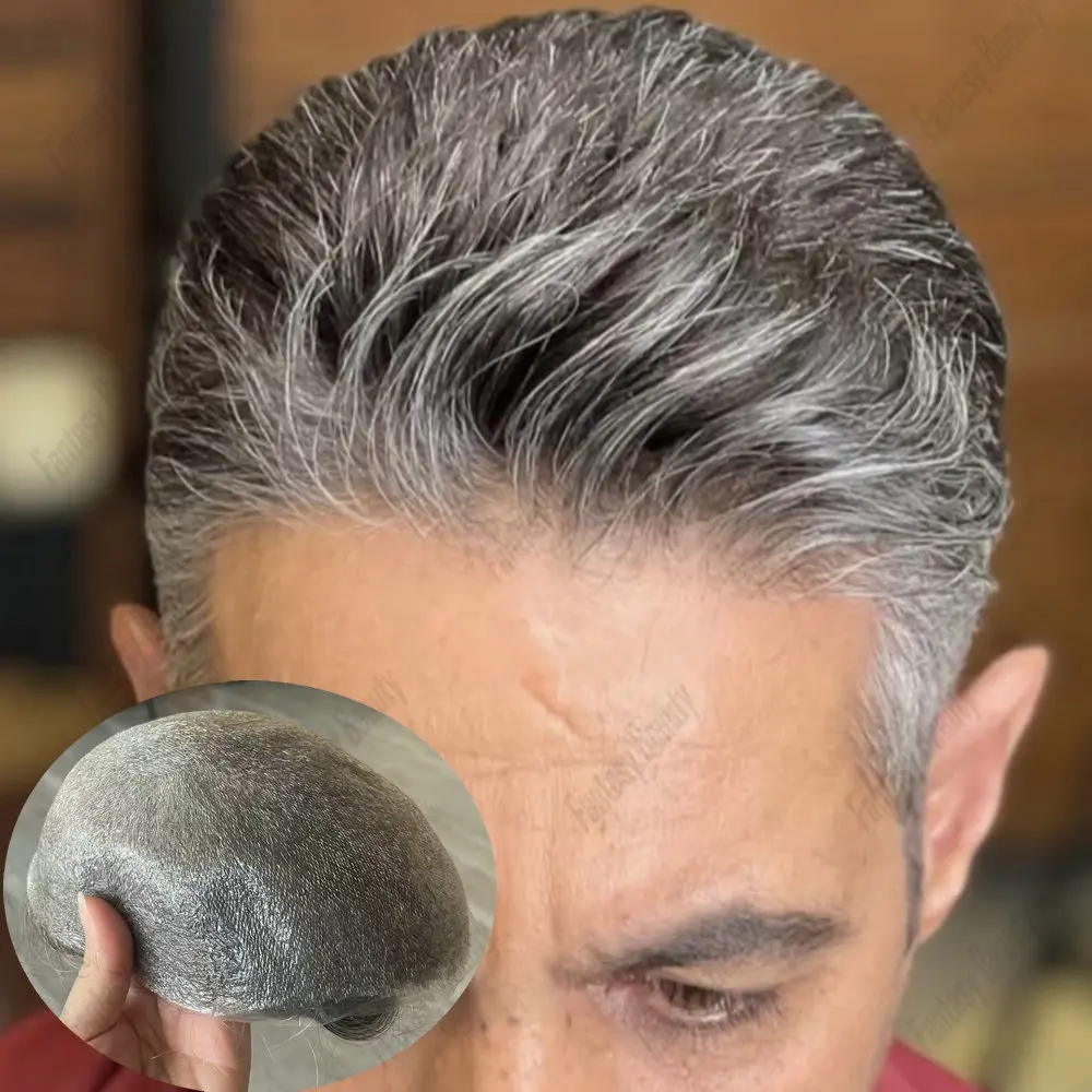 Invisible Natural Hairline Men's Capillary Prosthesis 0.02mm Ultra Thin Skin Base Men Toupee Human Hair Wigs Natural Hair System