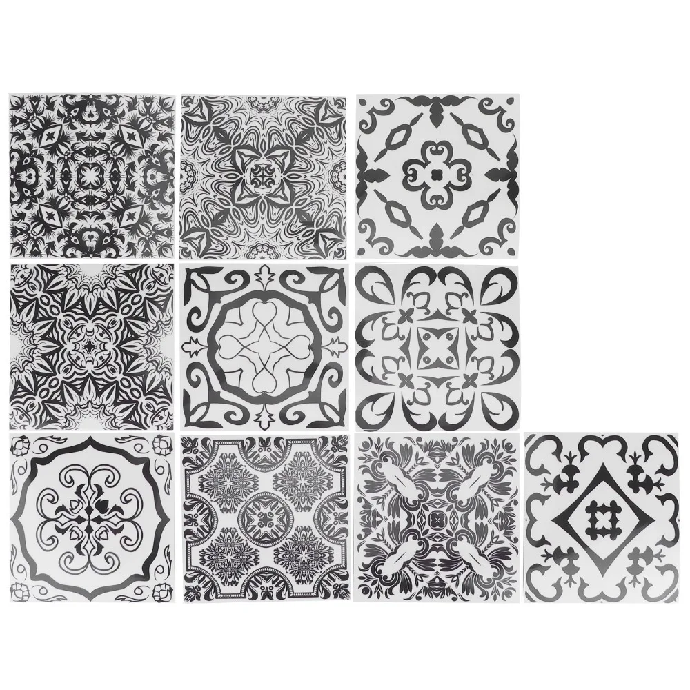 15x15cm Ceramic Tile Stickers Oil Proof Thick PVC Peel and Stick Tile Waterproof Mirror Finish Self Adhesive Wall Decals