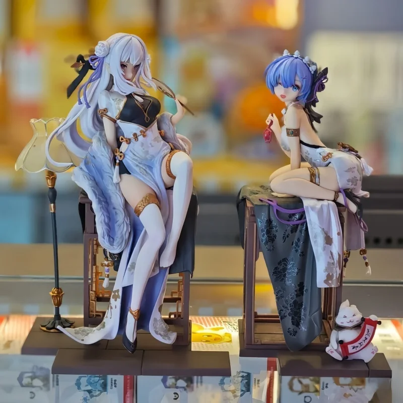 22cm Anime Another World Cartoon Character Rem Emiria Sexy Elegant Modle Computer Desktop Cabinet Handmade Ornaments Collection