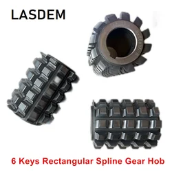 6 Keys HSS Rectangular Spline Gear Hob With Coated Hole 22mm 27mm 32mm Involute Shaper Rectangule Hobbing Cutter