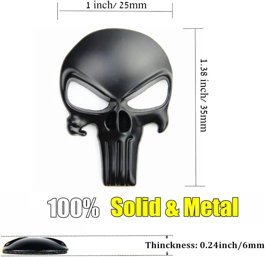 Nieuwe 30*20Mm Schedel Metalen Sticker Voor Ar15 Ar10 Ak47 M4 M16 1911 Usp M92 Glock G17 19 Airsoft Geweer Pistool Jacht Accessoires