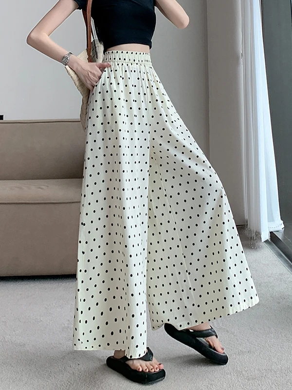 Pantaloni estivi sottili a gamba larga Gonna da donna in seta di ghiaccio allentata dimagrante drappeggiata di grandi dimensioni A-Line Fata f Gonna Pantaloni Pantaloni casual