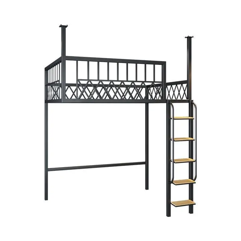 

Loft Space Saving Single Upper Floor Elevated Bed Dormitory Double Rental Apartment Bed
