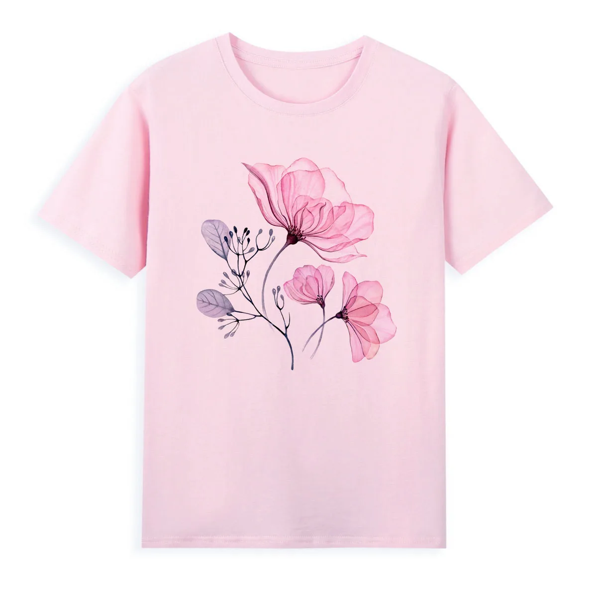 

Beautiful Flower T-shirt Summer Short Sleeve Casual Tees Female Tops Women's Clothing Summer Shirts A0118