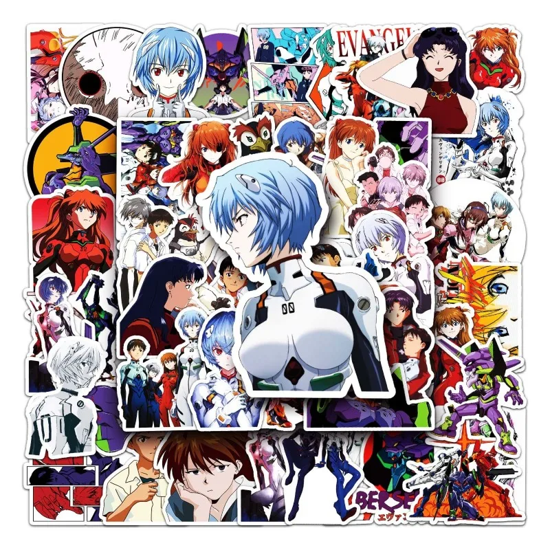50 Pieces of Neon Genesis Evangelion Graffiti Stickers Anime Waterproof Suitcase Scooter Tablet Car Cartoon Decorative Stickers - view 2