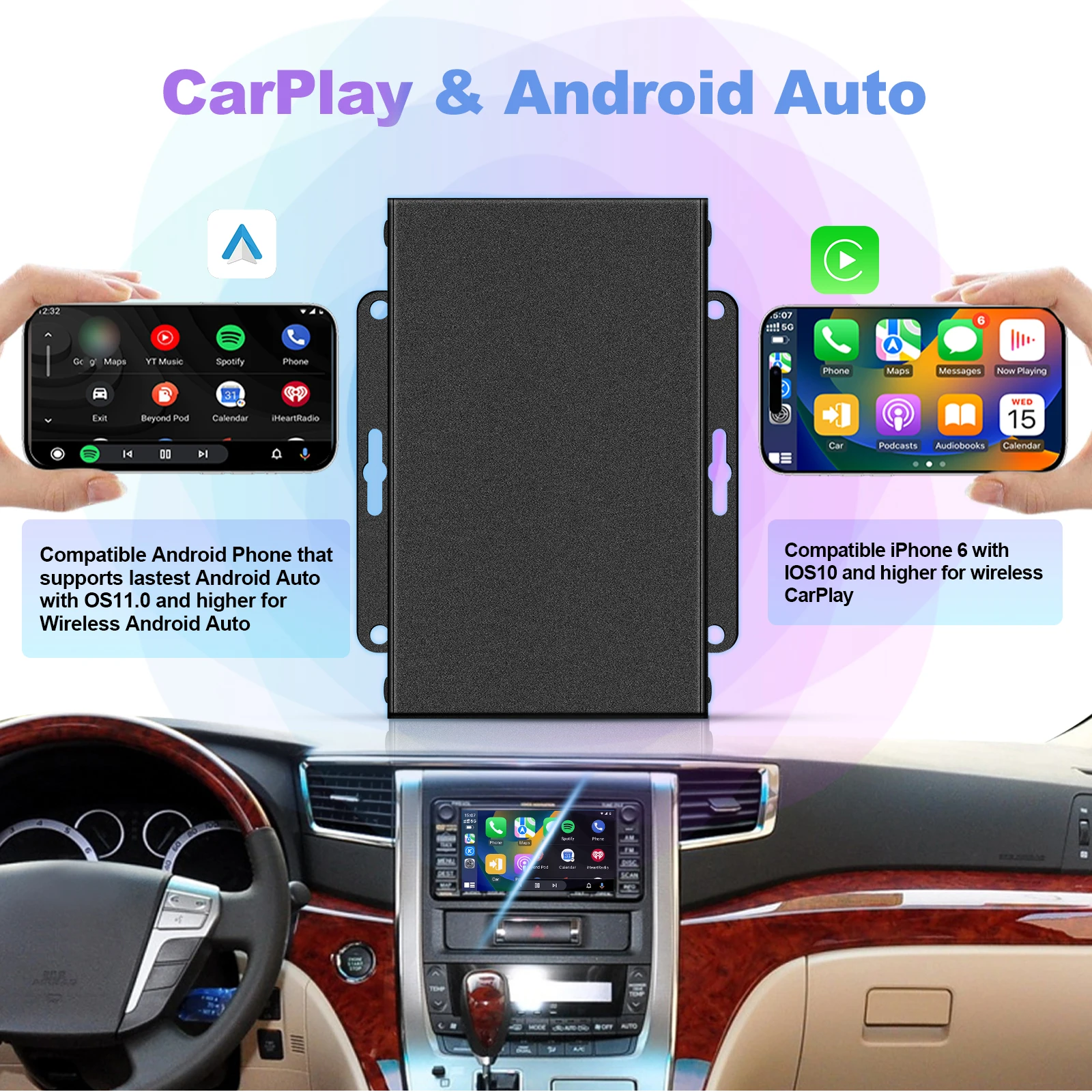 Exploter LVDS Universal Carplay Android Auto Integration Retrofit Android Auto Module With CVBS LVDS RGB Output Video Interface