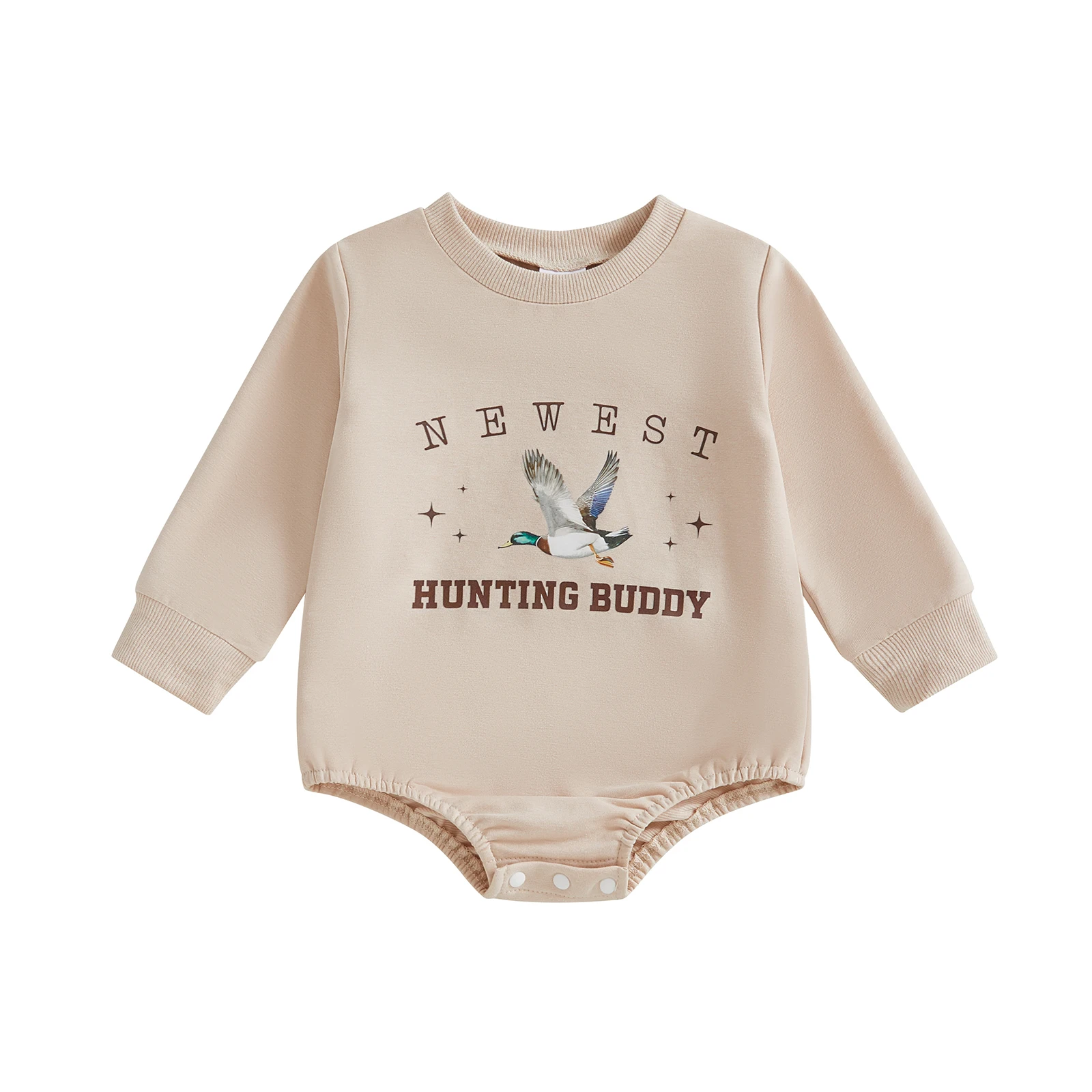 

Baby Boy Girl Sweatshirt Romper Duck Letter Print Crew Neck Long Sleeve Jumpsuit Cute Fall Clothes