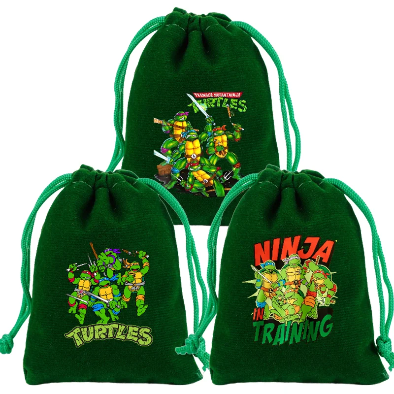 Anime TMNT Mutant Ninja Turtles Drawstring Bag Shopping Kid Girl Childern Student Cute Portable DIY Party Hand Pocket Gift Pouch