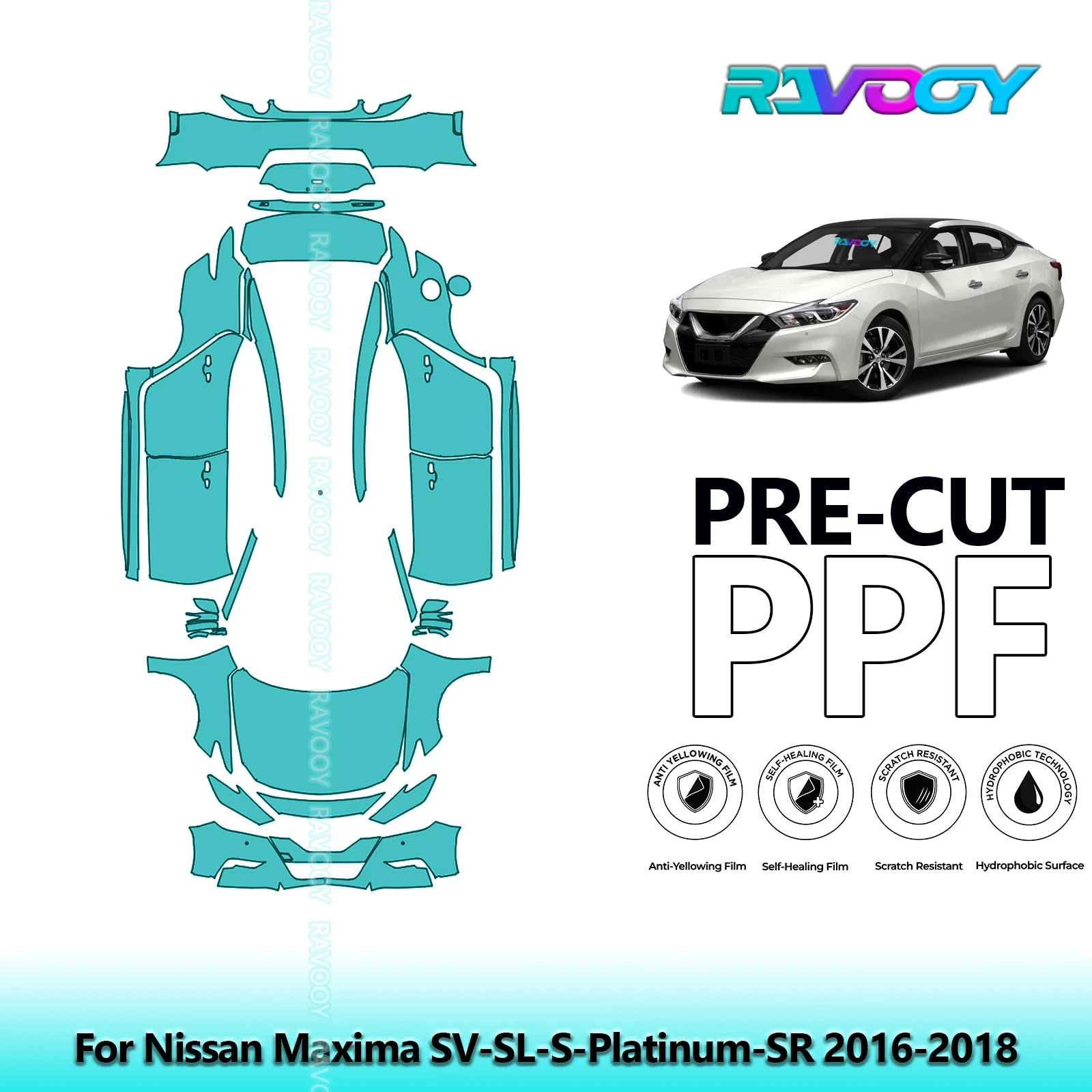 

8.5Mil Precut PPF Paint Protection Film Full Vehicle Clear Bra For Nissan Maxima SV-SL-S-Platinum-SR 2016-2018