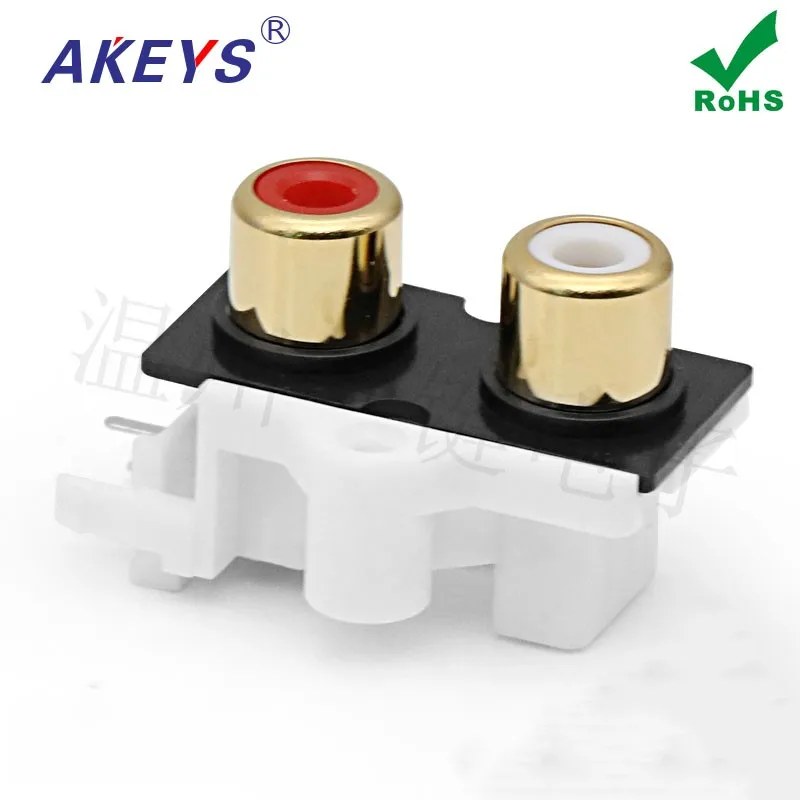 10 PCS One-click AV2-8.4-9 Gold with core socket 3 feet RCA seat Two-hole welded audio Video socket Lotus seat