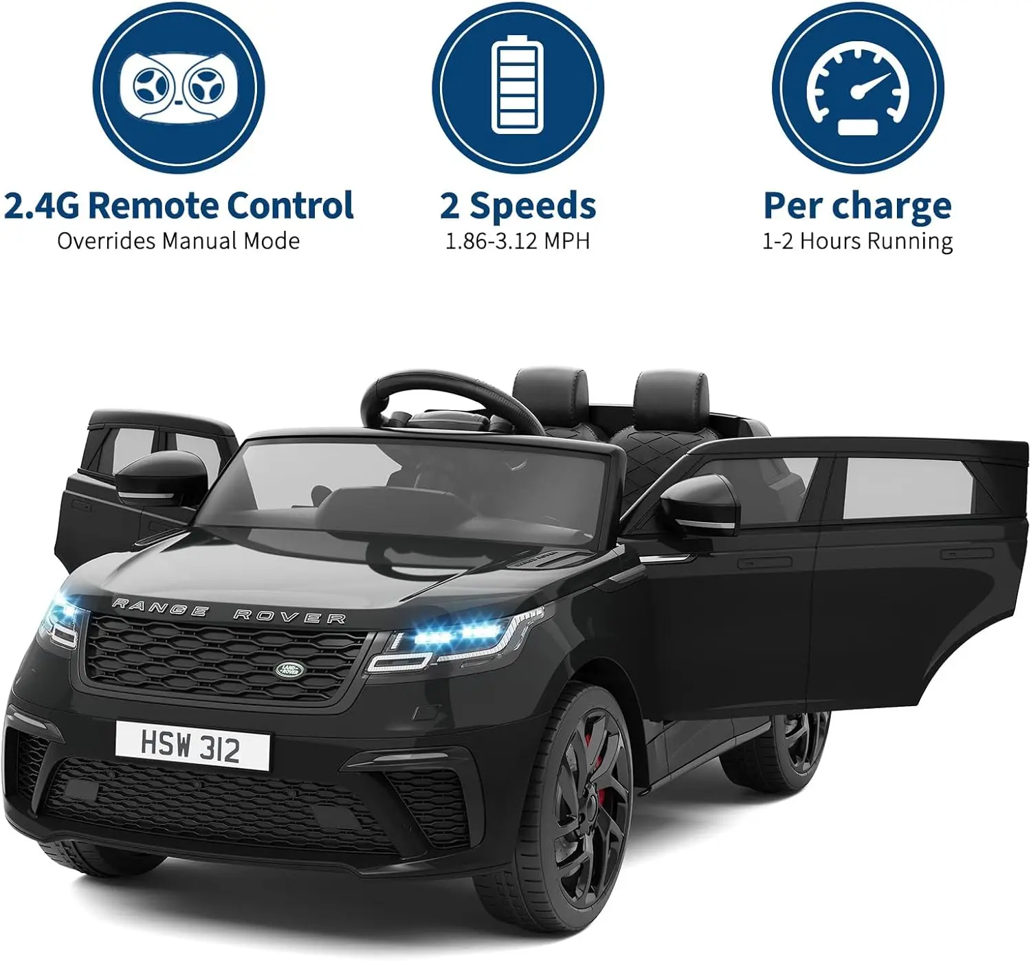 سيارة كهربائية للأطفال مزودة بجهاز تحكم عن بعد لعبة ركوب للأعمار من 4 إلى 8 سنوات مع مشغل MP3، يتميز بوضع هزاز وتشغيل قضيب السحب #2