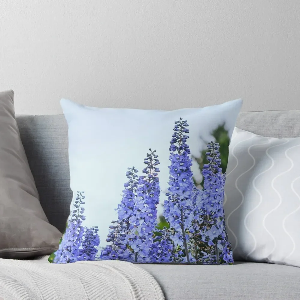 Blue Delphinium flowers Throw Pillow Christmas Pillow Cases Room decorating items Christmas Pillow Covers