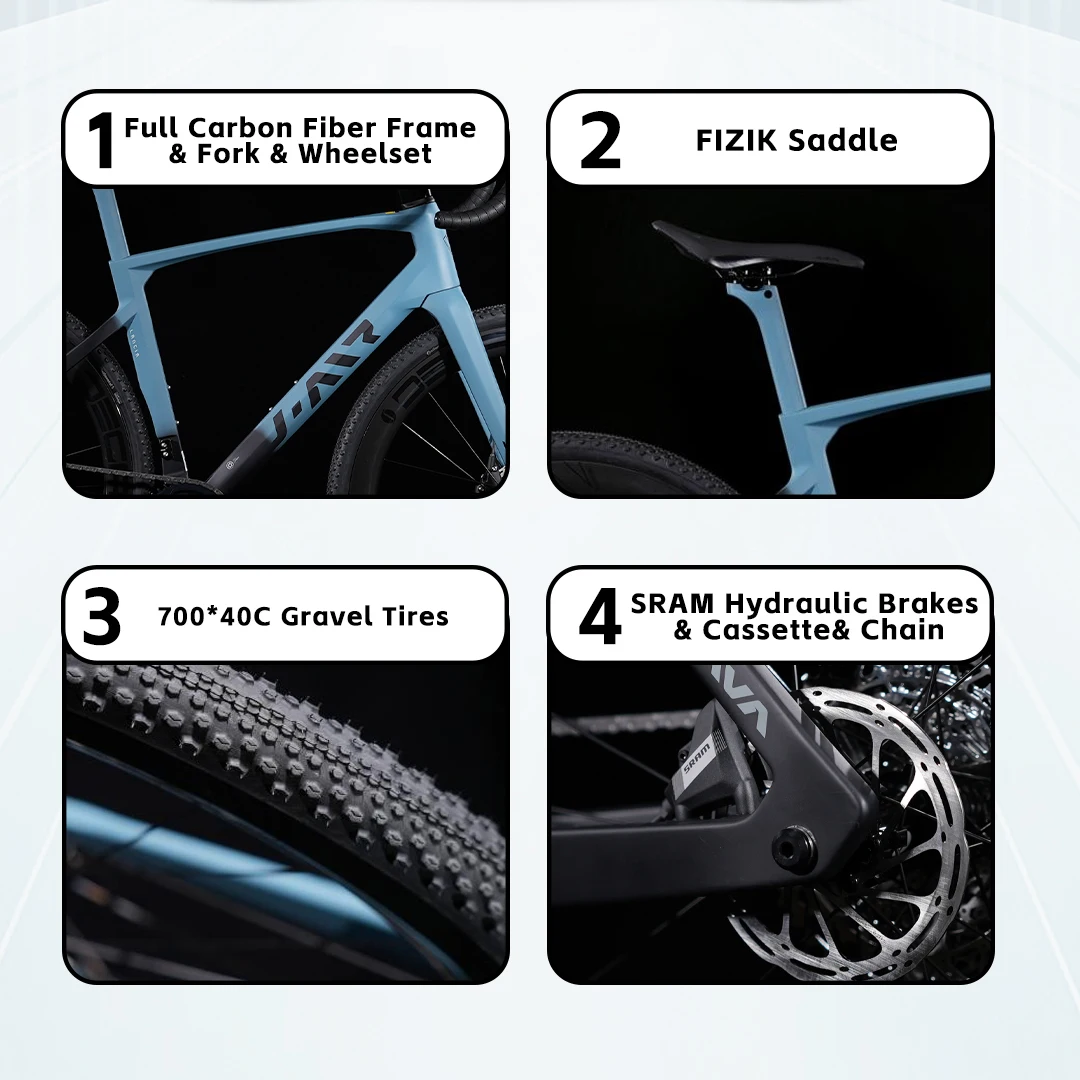 JAVA J-AIR LANCIA Bici da ghiaia in fibra di carbonio 700C 24 velocità SRAM Freno a disco Telaio in carbonio