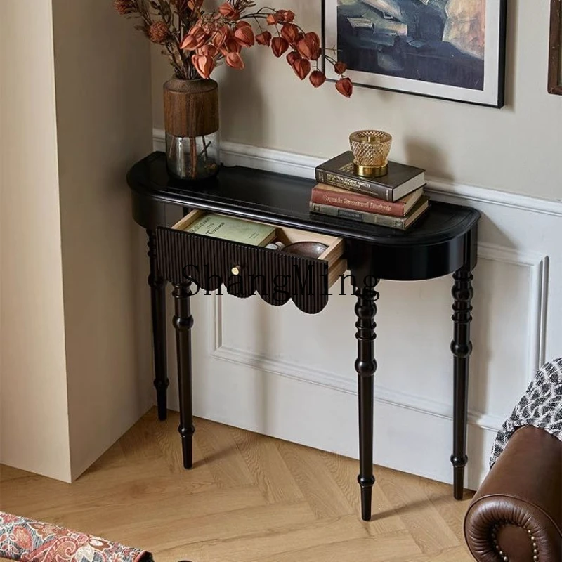 

FG wood porch cabinet facing the door, small apartment partition cabinet, black living room corridor side cabinet, table