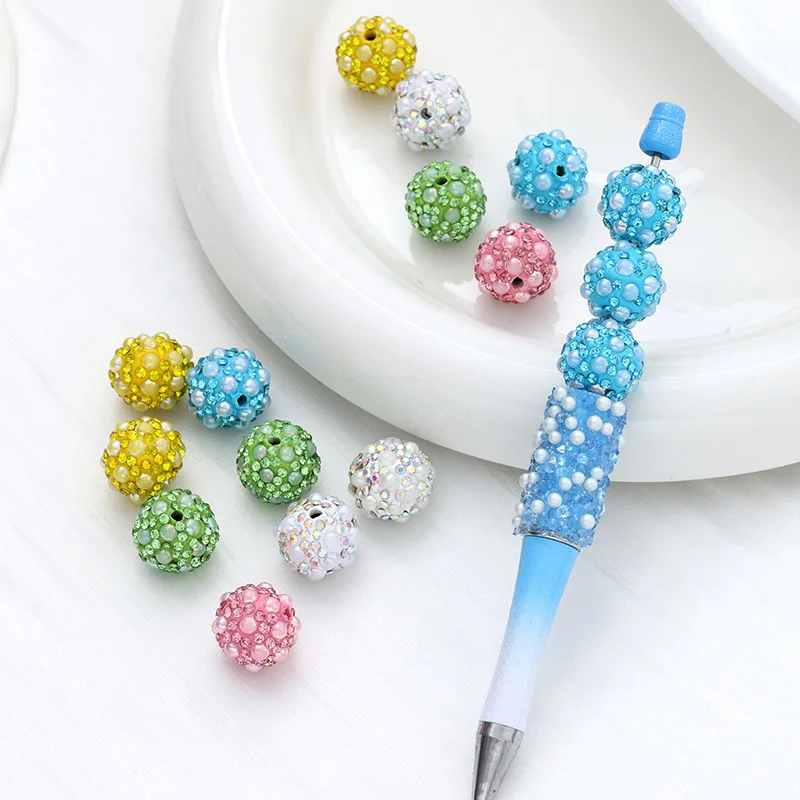 

Perforated resin mixed color tip diamond ball diy earrings pen diamond mobile phone chain pendant material beads