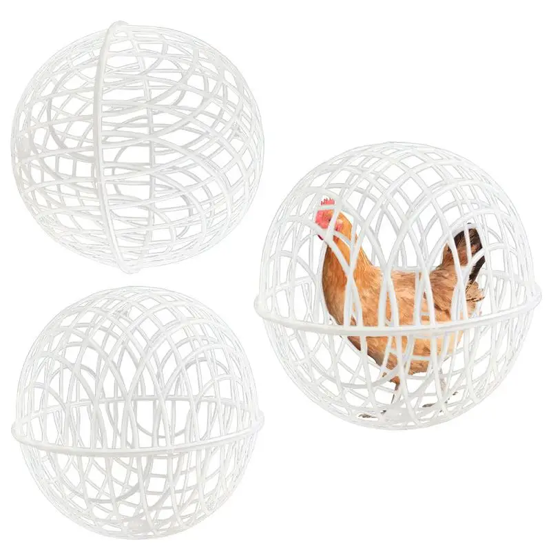 Chicken Rolling Ball Cage Movable 3 Pieces Chicken Orb Ball Cage Pet Safety Chicken Cage Ball-Shaped Chicken Hamster Ball Cage